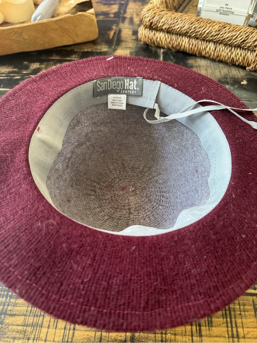 San Diego Hat Co. Heather Gray & Burgundy Wool Cloche Hat kids